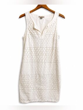 Banana republic Sleeveless White Eyelet Shift Dress size 8 summer vacation beach
